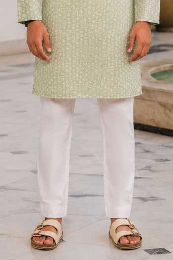Jhambthreads_Green Silk Printed Pastel Kurta And Pant Set _Online_at_Aza_Fashions