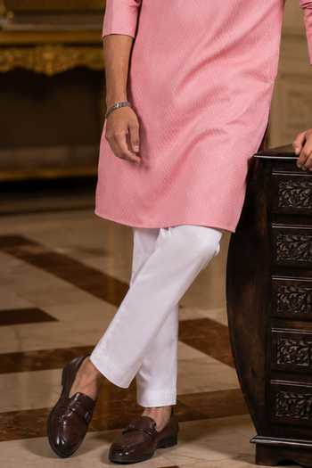 Jhambthreads_Pink Cotton, Silk Embroidered Work Kurta And Pant Set _Online_at_Aza_Fashions