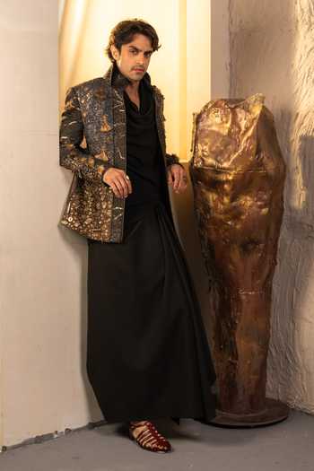 Buy_Jatin Malik_Blue Jacquard The Midnight Aether Embroidered Jacket _Online_at_Aza_Fashions