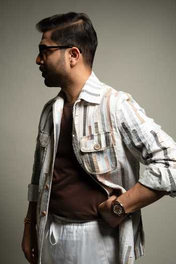 Buy_Gargee Designers_Ivory Linen Textured Recycled Utility Shacket _Online_at_Aza_Fashions