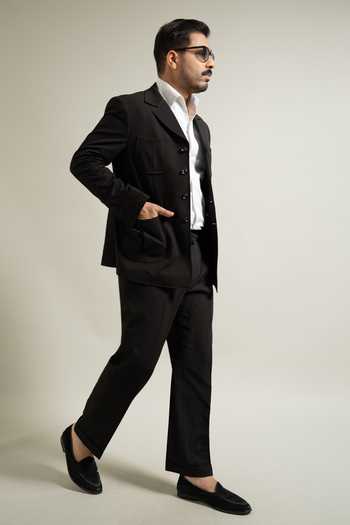 Buy_Gargee Designers_Black Textured Utility Jacket And Pant Set _Online_at_Aza_Fashions