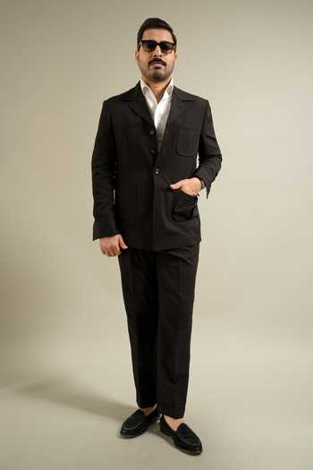 Buy_Gargee Designers_Black Textured Utility Jacket And Pant Set _at_Aza_Fashions