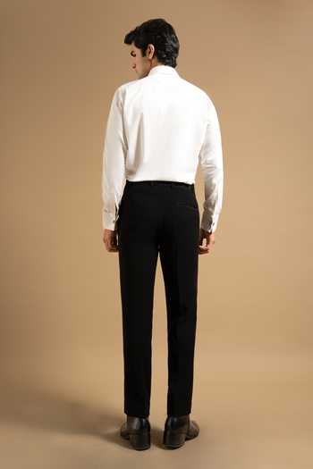 Shop_Gargee Designers_White Polyester, Satin Textured Embroidered Panel Shirt _at_Aza_Fashions