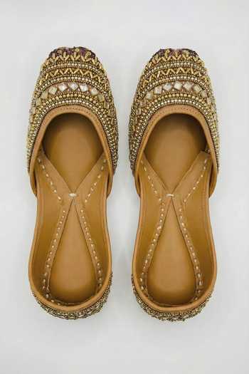 Shop_Sole Mates by Palak_Purple Meera Hand Embroidered Juttis _at_Aza_Fashions