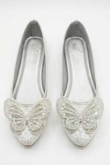 Buy_Sole Mates By Palak_Silver Synthetic Embellished Ballerinas _Online_at_Aza_Fashions