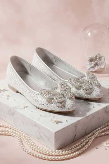 Shop_Sole Mates By Palak_Silver Synthetic Embellished Ballerinas _Online_at_Aza_Fashions