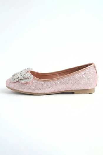Buy_Sole Mates by Palak_Rose Gold Rosegold Butterfly Embellished Ballerinas _Online_at_Aza_Fashions