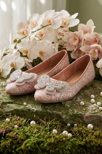 Buy_Sole Mates by Palak_Rose Gold Rosegold Butterfly Embellished Ballerinas 