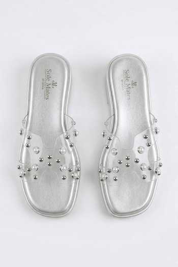 Buy_Sole Mates by Palak_Silver Mist Embellished Wedges _Online_at_Aza_Fashions