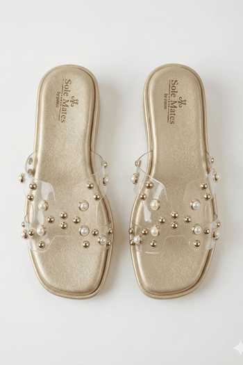Shop_Sole Mates by Palak_Gold Mist Embellished Wedges _Online_at_Aza_Fashions