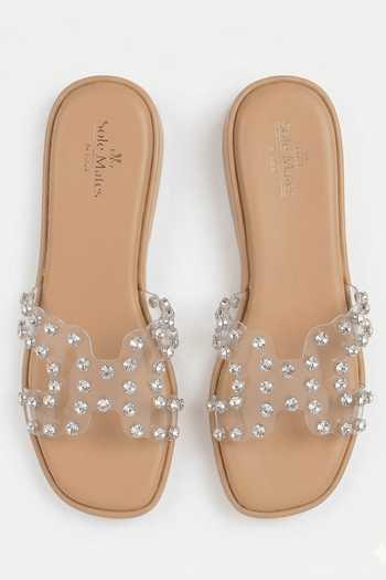 Shop_Sole Mates by Palak_Brown Glass Glow Embellished Wedges _at_Aza_Fashions