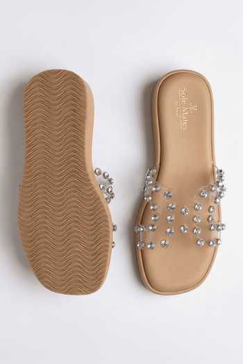 Buy_Sole Mates by Palak_Brown Glass Glow Embellished Wedges _Online_at_Aza_Fashions