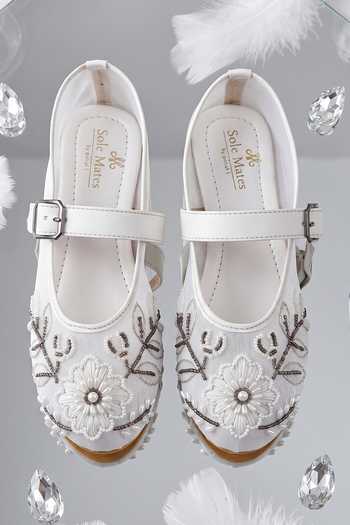 Buy_Sole Mates by Palak_White Ballet Bloom Mary Janes Flats 