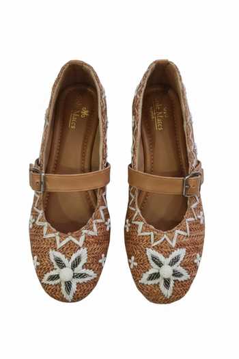 Sole Mates by Palak_Brown Retro Royal Mary Janes Flats _Online_at_Aza_Fashions