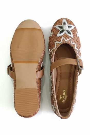 Sole Mates by Palak_Brown Retro Royal Mary Janes Flats _at_Aza_Fashions