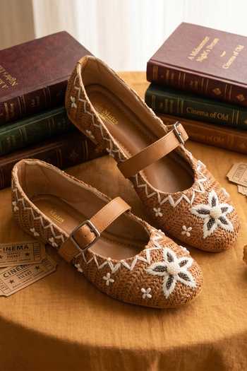 Shop_Sole Mates by Palak_Brown Retro Royal Mary Janes Flats 