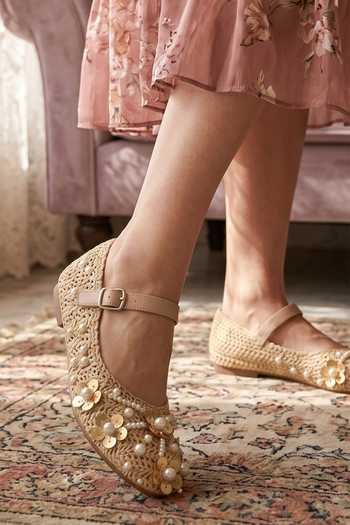 Sole Mates by Palak_Ivory Gatsby Bloom Mary Janes Flats _at_Aza_Fashions