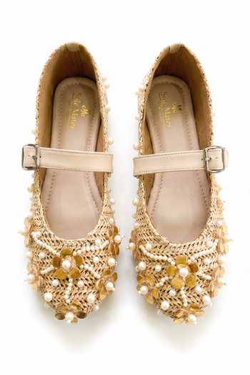 Buy_Sole Mates by Palak_Ivory Gatsby Bloom Mary Janes Flats 
