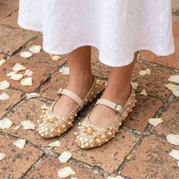 Sole Mates by Palak_Ivory Gatsby Bloom Mary Janes Flats _Online