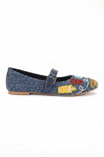 Sole Mates by Palak_Blue Wanderlust Mary Janes Flats _Online_at_Aza_Fashions