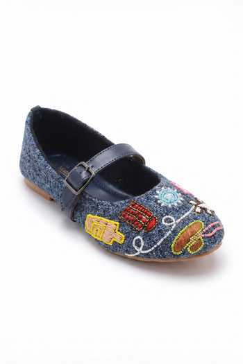 Shop_Sole Mates by Palak_Blue Wanderlust Mary Janes Flats _Online_at_Aza_Fashions