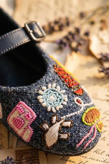 Sole Mates by Palak_Blue Wanderlust Mary Janes Flats _at_Aza_Fashions