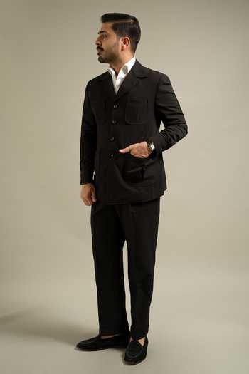 Buy_Gargee Designers_Black Textured Utility Jacket And Pant Set 