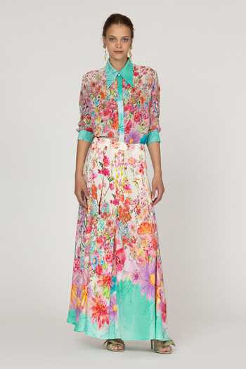 Buy_Inoa_Multi Color Silk Collared Neck Anaya Floral Print Shirt _at_Aza_Fashions