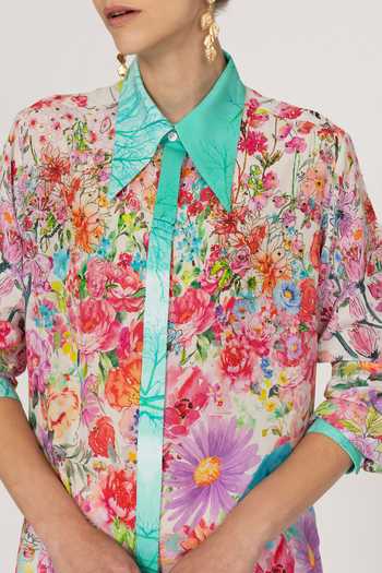 Buy_Inoa_Multi Color Silk Collared Neck Anaya Floral Print Shirt _Online_at_Aza_Fashions