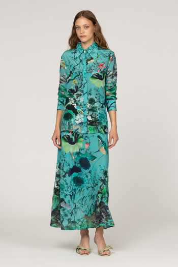 Buy_Inoa_Blue Silk Collared Neck Anaya Flower Print Shirt _at_Aza_Fashions