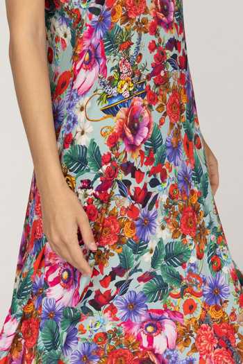 Buy_Inoa_Multi Color Silk V-neck Aria Printed Dress 