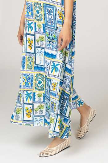 Buy_Inoa_White Silk V-neck Daphne Floral Print Dress 