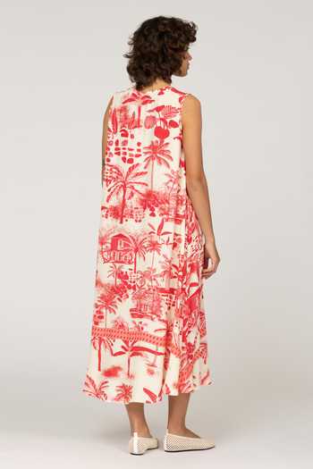 Shop_Inoa_Multi Color Silk V-neck Daphne Floral Print Dress _at_Aza_Fashions