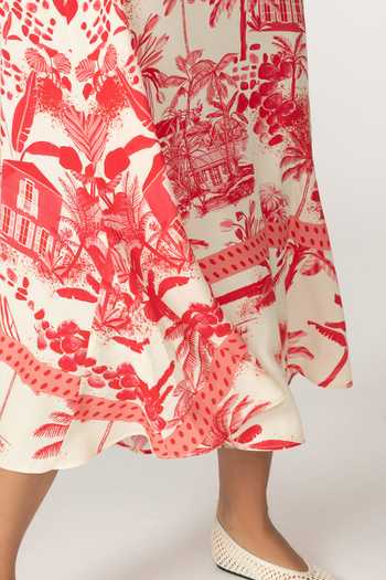 Buy_Inoa_Multi Color Silk V-neck Daphne Floral Print Dress 
