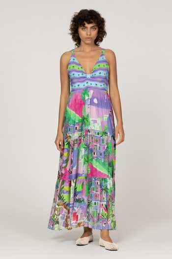 Buy_Inoa_Multi Color Silk V-neck Dina Printed Maxi Dress _Online_at_Aza_Fashions