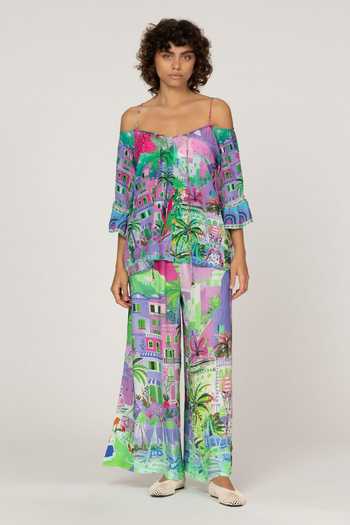 Shop_Inoa_Multi Color Silk Off-shoulder Gipsy Floral Print Top _Online_at_Aza_Fashions