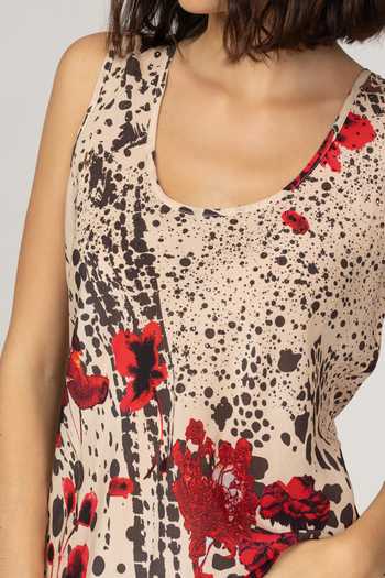 Shop_Inoa_Multi Color Silk Scoop Neck Hibiscus Print Top _Online_at_Aza_Fashions