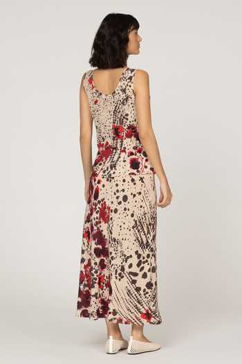 Shop_Inoa_Multi Color Silk Scoop Neck Hibiscus Print Top _at_Aza_Fashions