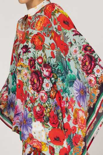 Shop_Inoa_Multi Color Silk Mandarin Collar Laila Floral Print Top _Online_at_Aza_Fashions