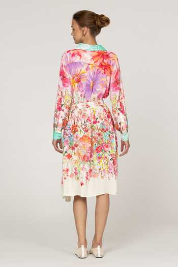 Shop_Inoa_Multi Color Silk Collared Neck Lupine Printed Dress _at_Aza_Fashions