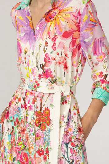 Shop_Inoa_Multi Color Silk Collared Neck Lupine Printed Dress _Online_at_Aza_Fashions