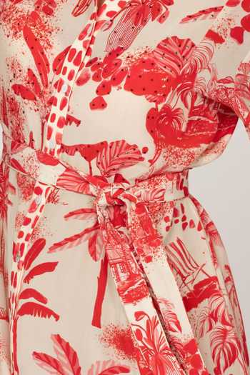 Inoa_Multi Color Silk Collared Neck Onia Printed Dress With Belt _Online_at_Aza_Fashions