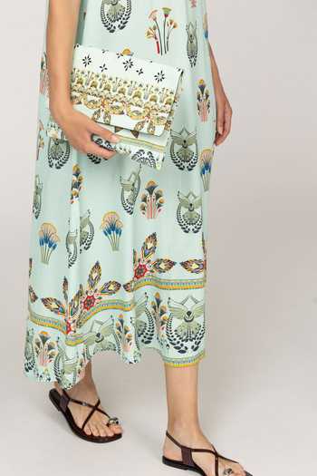 Inoa_Multi Color Silk Scoop Neck Petunia Print Dress _Online_at_Aza_Fashions