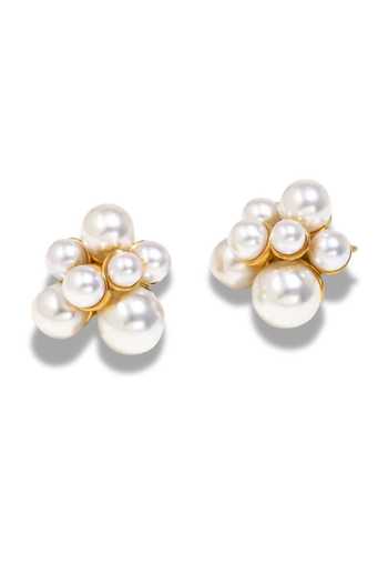 Shop_ESME_White The Pearl Bloom Stud Earrings _at_Aza_Fashions