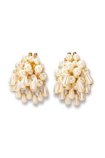 Shop_ESME_White Pearl Shower Embellished Earrings _at_Aza_Fashions