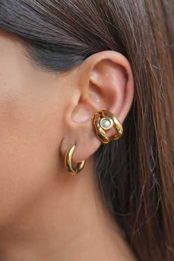 Buy_ESME_Gold Plated Orb Clasp Ear Cuffs _at_Aza_Fashions