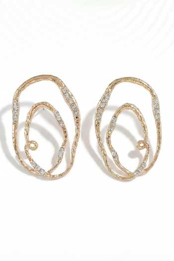 Shop_ESME_Gold Plated Isola Crystal Embellished Earrings _at_Aza_Fashions