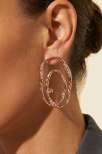 Buy_ESME_Gold Plated Isola Crystal Embellished Earrings _at_Aza_Fashions
