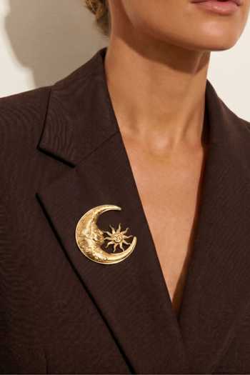 Buy_ESME_Gold Plated Eclipse Muse Brooch _at_Aza_Fashions