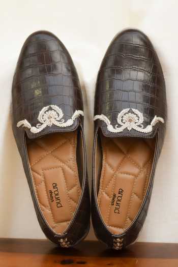 Shop_Around Always_Brown Aarav Croc Textured Loafers _at_Aza_Fashions